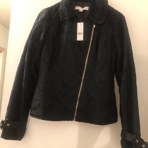 NY&CO Women Black Lace Zipper Jacket Size S,
